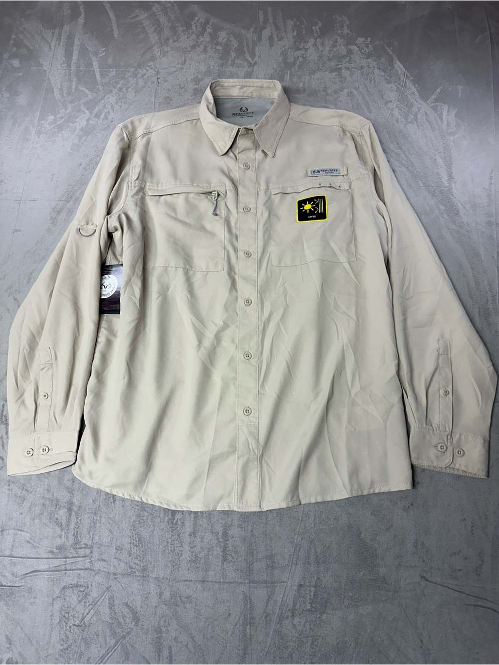 Realtree Men's Long-Sleeve Tan Button-Front Outdoor Shirt